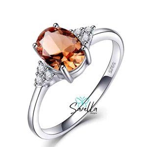 Zultanite Ring set in Solid Sterling Silver with Lab Created Accent Diamonds.
